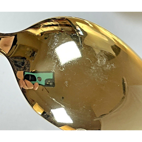 1847 Rogers Bros E.P. Korea Gold Plate Spring Flowers 4 Vtg Tbsp Spoons MCM - Picture 6 of 8